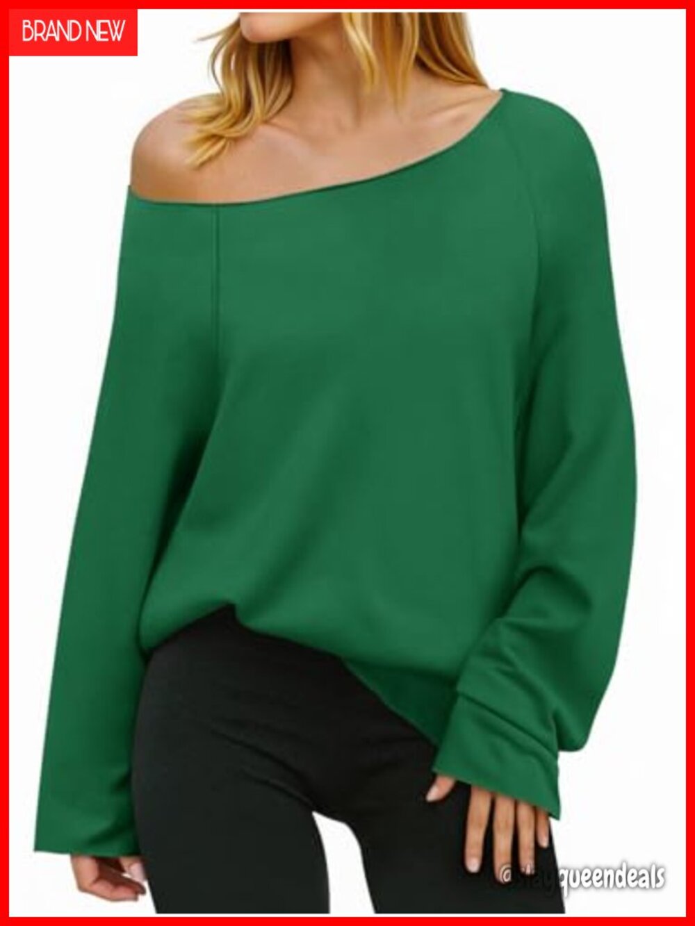Women's Off Shoulder Long Sleeve Sweatshirt Top Oversized Casual Loose Fit